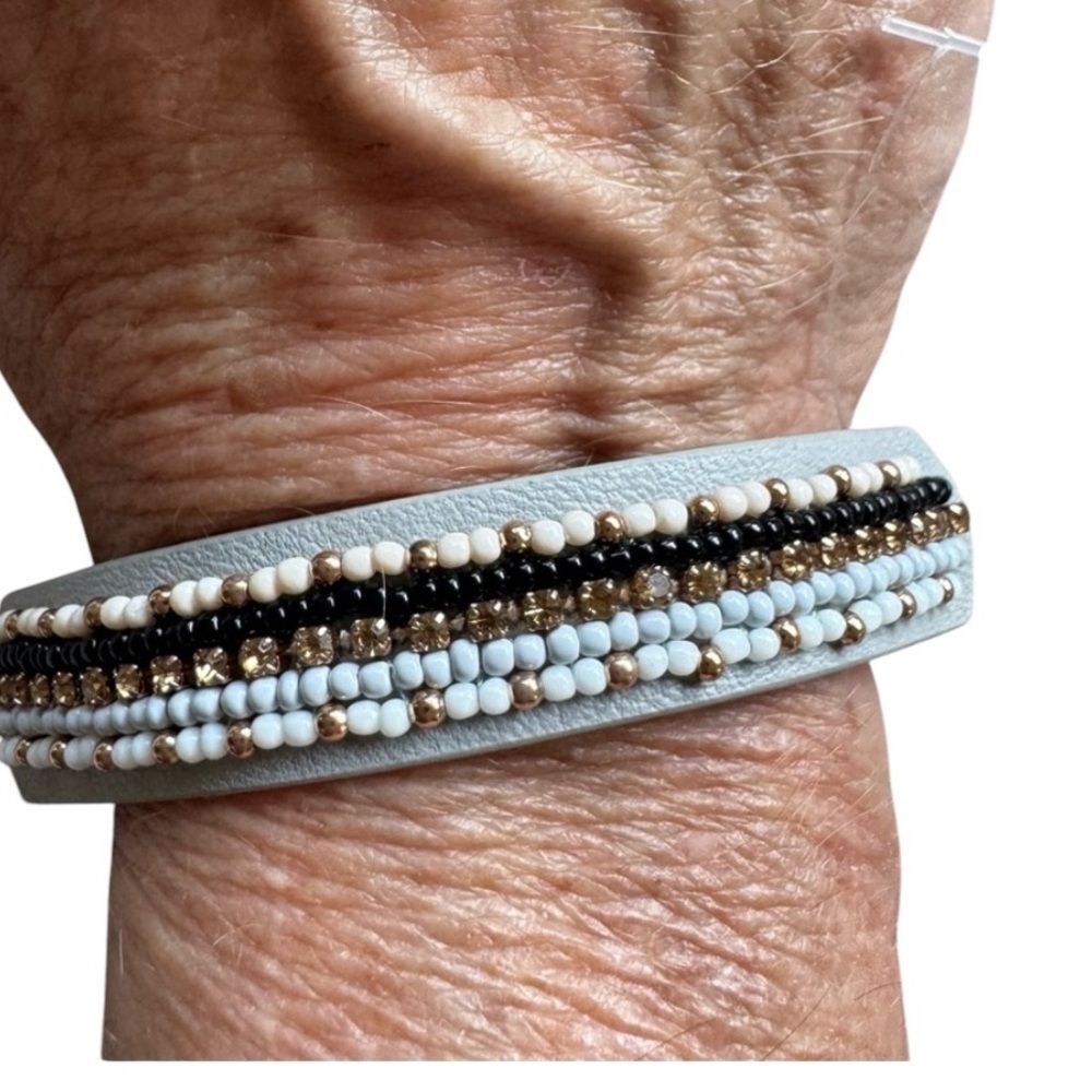NewโRebecca Minkoff Multicolor Beaded Leather Adjustable Bracelet